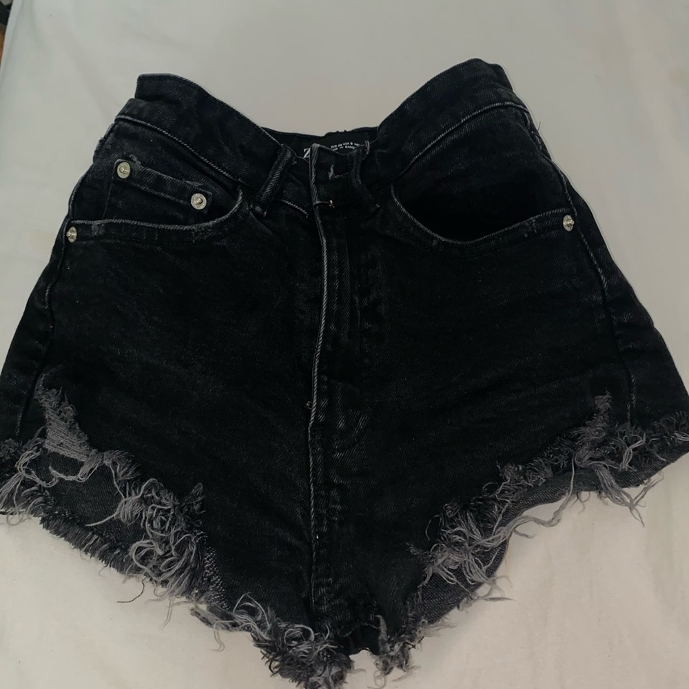 Black Denim Zara High Waisted Shorts